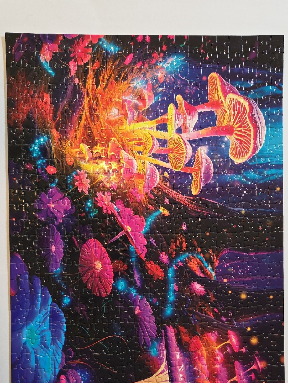 Glow Mushroom Fantasy Puzzle Art - Neon Pink, Purple & Cyan